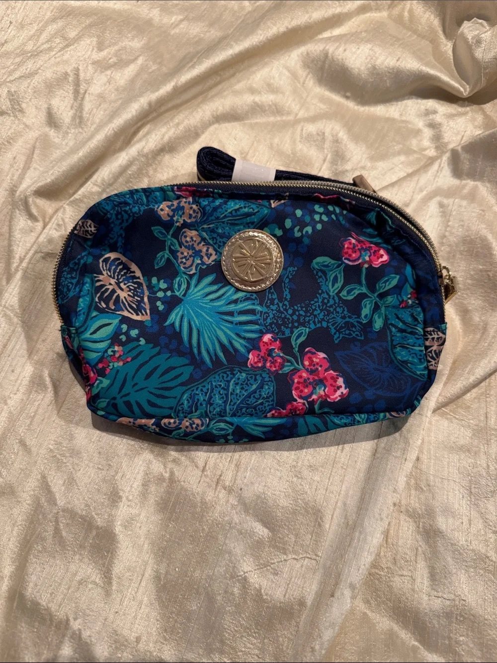 Floral Navy Cosmetic Pouch - Blue Floral Travel Case